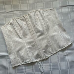 P Intimates White Eyelet Detail Lace Back Bustier Corset